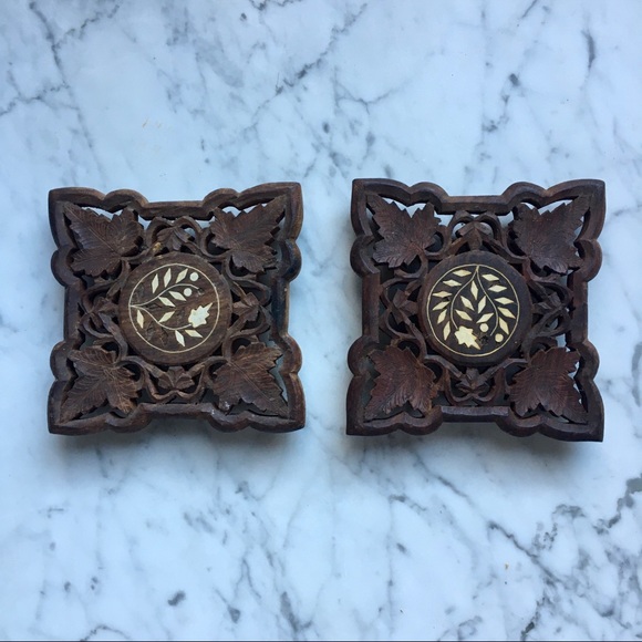 Vintage Other - ✨SALE✨Vintage 70s Carved Wooden Trivets